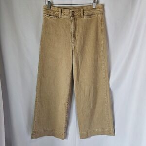 Faherty Harbor Crop Womens High Rise Wide Leg Pants Tan Khaki Size 30 Waist
